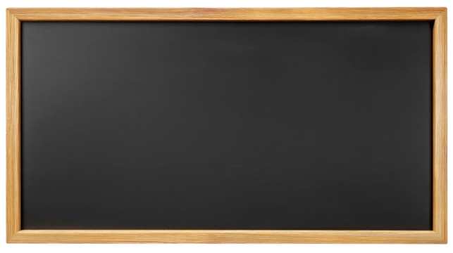 Blackboard Display: A simple yet effective presentation, showcasing a classic black board in a wooden frame, ready for text or drawing with a smooth matte finish. - Powered by Adobe