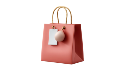 Gift Bag Elegance: A vibrant coral gift bag, adorned with delicate paper cord handles and a stylish tag, awaits, evoking anticipation and charm.