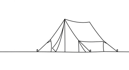 Embrace adventure with this minimalist line art depiction of a classic canvas tent, perfect for outdoor exploration and camping inspiration