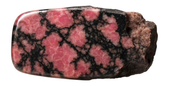 Rhodonite specimen with pink and black mottled pattern