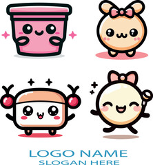 Kawaii logo icon vector white background .
