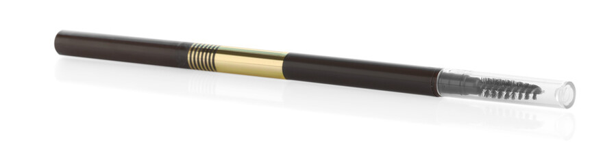 One brown twist up eyebrow pencil with brush isolated on white