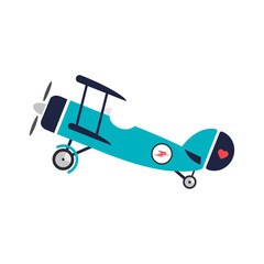 Vintage biplane with heart. Vector