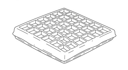 Crisp, golden waffle with perfect pockets ready for delicious toppings, captured in a clean, modern line art style for endless culinary creativity.