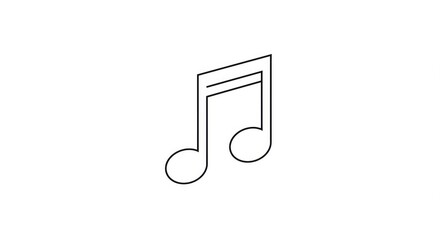 Bold black music note symbol on a clean white background, representing melody, rhythm, and sound