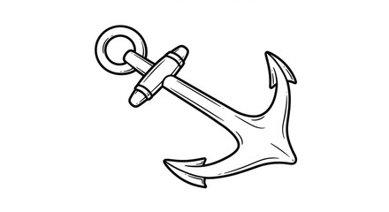 Classic nautical anchor symbol rendered in bold black outline, ready to represent stability, maritime adventure, and steadfastness for your projects