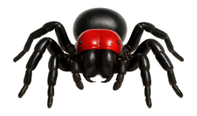 Mouse spider with stocky appearance and prominent red markings on its head