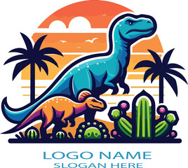 3D Dinosaurs logo icon vector white background .