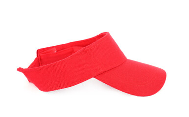 One red visor cap isolated on white. Mockup for design
