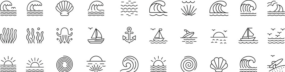 Ocean icon set, Vector Illustrations