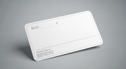 Blank White Product Card with Barcode and Placeholders for Text and Image - Mockup