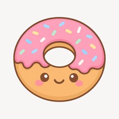 Cute cartoon donut illustration.