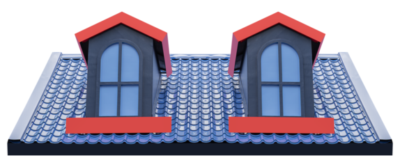 Dormer window with blue roof
