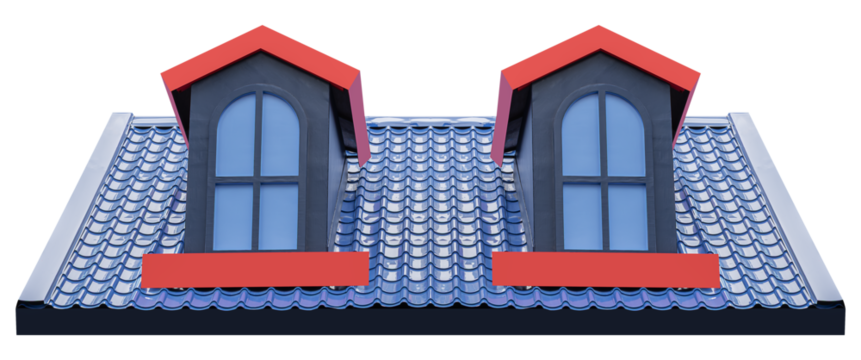 Dormer window with blue roof