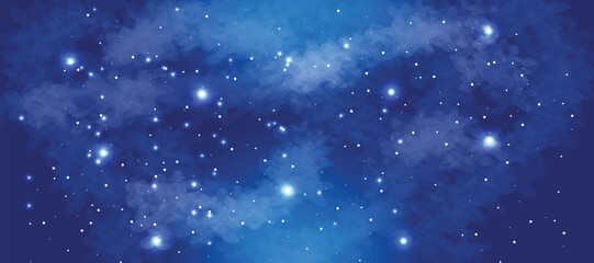 Space galaxy background with many stars. Space infinity with milky way starlight glow astronomical vector background	