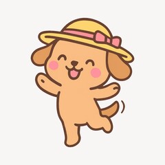Fototapeta premium Adorable cartoon dog dancing joyfully.