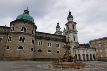 Fototapeta premium Residenzplatz the Residence Square in Salzburg, Austria 