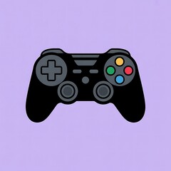 A Striking Illustration of a Classic Black Video Game Controller on a Light Purple Backdrop Evoking Nostalgia