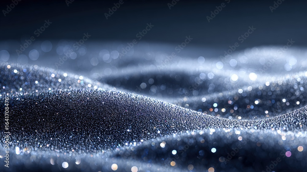 Aufkleber abstract glittering silver fabric waves: elegant shimmering texture background with sparkling partic