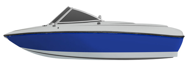 Side view blue speed boat