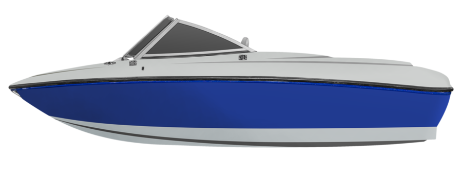 Side view blue speed boat