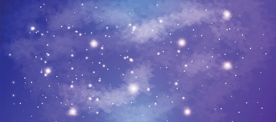 Space galaxy background with many stars. Space infinity with milky way starlight glow astronomical vector background	