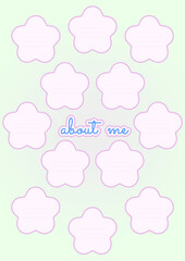 Printable “About Me” Page with Flowers — Cute Journal and Planner Template for Personal Traits, Self-Reflection, and Scrapbooking
