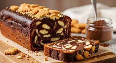 Tinginys, the traditional Lithuanian lazy cake sliced into thick rustic portions revealing a marbled pattern of cocoa and biscuit pieces