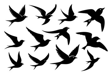 flying bird silhouette vector bundle