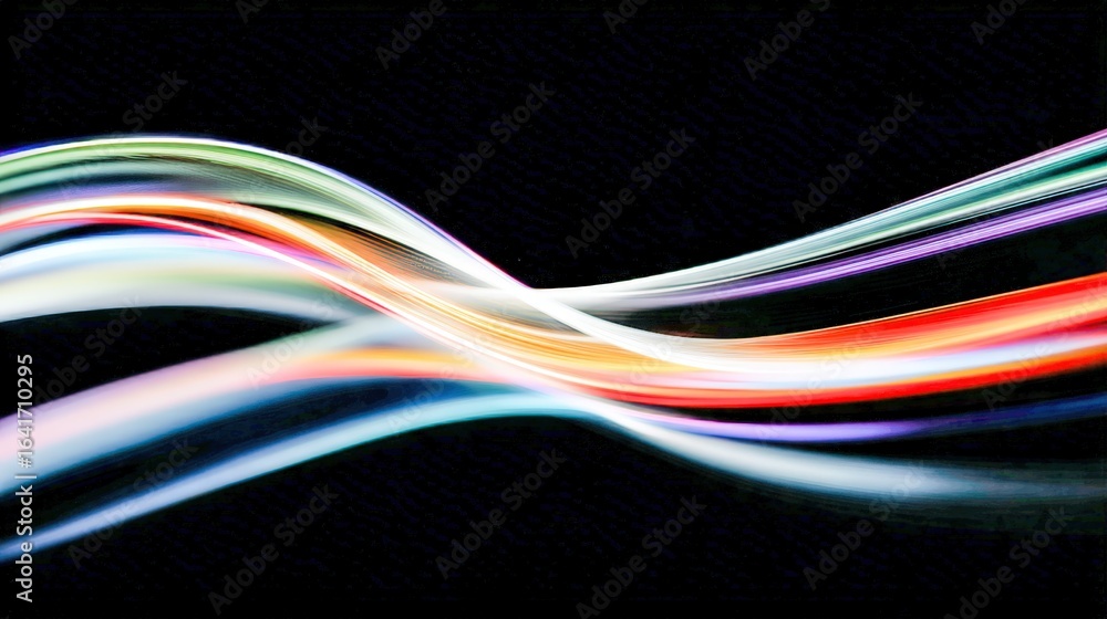 Aufkleber abstract light trails on black background - dynamic flow and movement for creative design