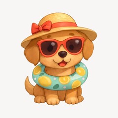 Naklejka premium Cute summer puppy illustration