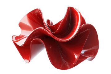 Abstract red sculpture with smooth curves isolated on transparent background. Red bow with smooth curves and elegant design perfect for gift wrapping isolated on white background, 3d rendering.