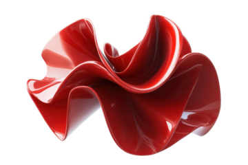 Abstract red sculpture with smooth curves isolated on transparent background. Red bow with smooth curves and elegant design perfect for gift wrapping isolated on white background, 3d rendering.