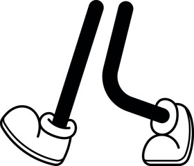 Black-and-white walking legs caricature vector illustration