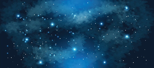 Space galaxy background with many stars. Space infinity with milky way starlight glow astronomical vector background	