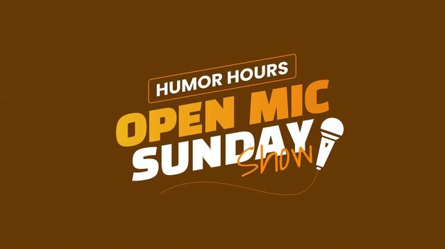 Energetic Open Mic Sunday Show Announcement with Bold Typography and Microphone