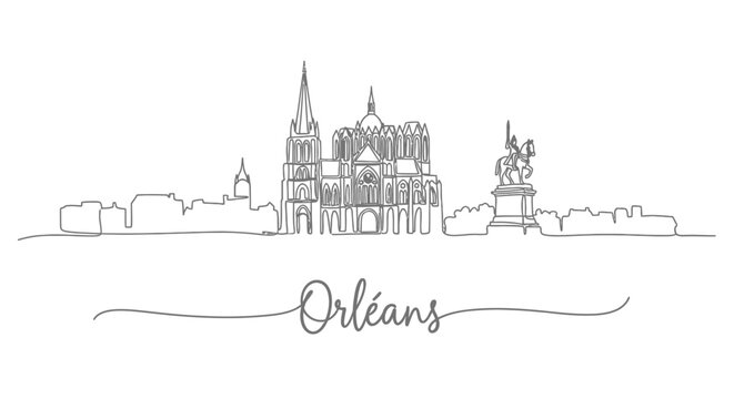 Orleans Line Art with France Cityscape Minimal.