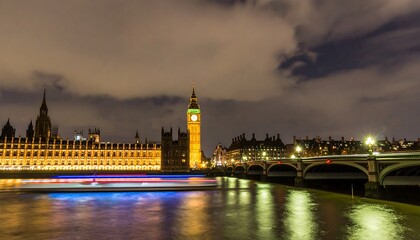 Naklejka premium Nighttime London Parliament Buildings