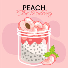 Peach Chia Pudding Dessert Illustration Food Art Design