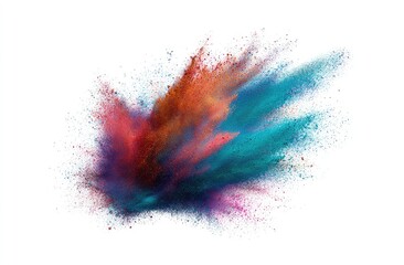 Colorful powder explosion against white background