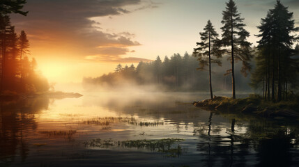 Fototapeta premium sunrise over the river