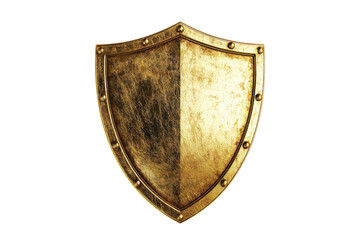 Ancient golden knight s shield isolated on transparent background. Round gold shield isolated on a white background.