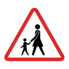 Warning sign for pedestrians and children crossing
