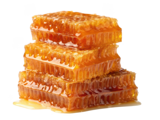 Stack of honeycomb sections isolated on transparent background