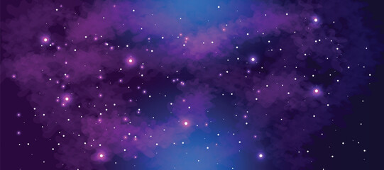 Space galaxy background with many stars. Space infinity with milky way starlight glow astronomical vector background	
