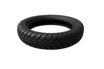 Realistic motorcycle tire rotating on transparent background