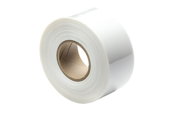 Roll of white adhesive tape isolated on transparent background. White adhesive tape roll commonly used for packaging and sealing purposes isolated on white background.