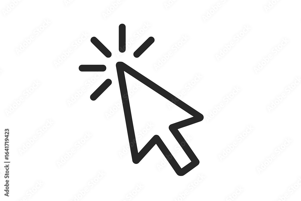 Poster click cursor icon, vector illustration, mouse pointer click action, digital cursor symbol, computer 