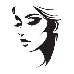Beautiful girl face silhouette. Vector illustration on white background.
