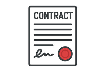 Naklejka premium Contract agreement memorandum of understanding legal document with stamp and seal concept, business contract illustration for web banners, websites, infographics, transparent background vector